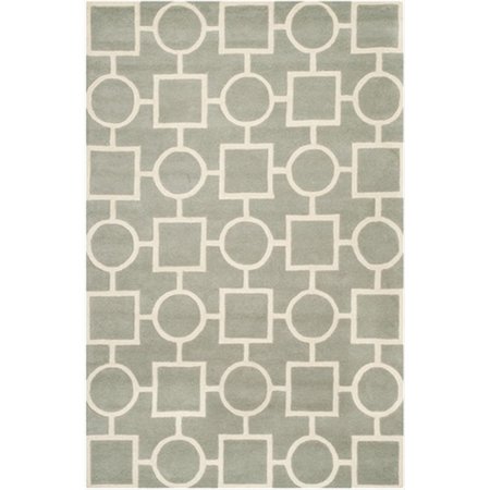 SAFAVIEH 8 Ft. x 10 Ft. Rectangle- Contemporary Chatham Grey And Ivory Hand Tufted Rug CHT737E-8